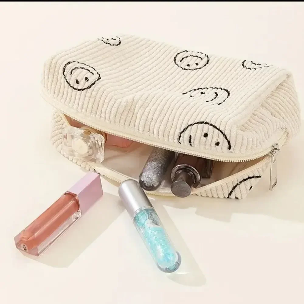 Smiley Face Corduroy Makeup Bags